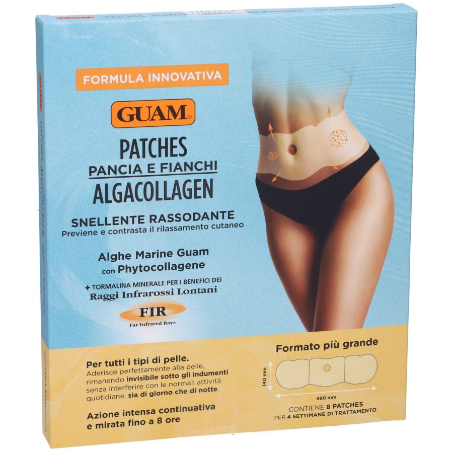 Guam, AlgaCollagen Patches Pancia e Fianchi Snellente Rassodante, 8 Patches
