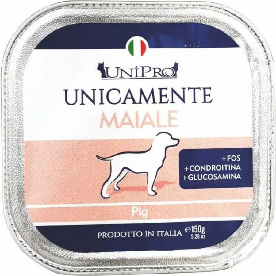 Unipro Unicamente Maiale Cibo Umido Cani Adulti Vaschetta, 150 g