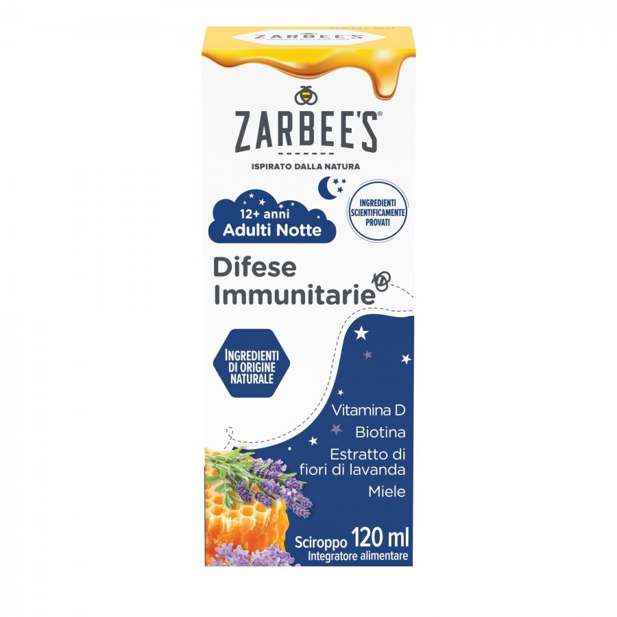 Zarbee's Adulti Sciroppo Notte per Difese Immunitarie 120ml - Integratore Notturno per il Sistema Immunitario