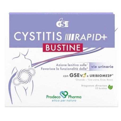 Prodeco Pharma Gse Cystitis Rapid+, 10 Bustine, Supporto Vie Urinarie, GSEvo, Uva Ursina, Drenaggio Liquidi