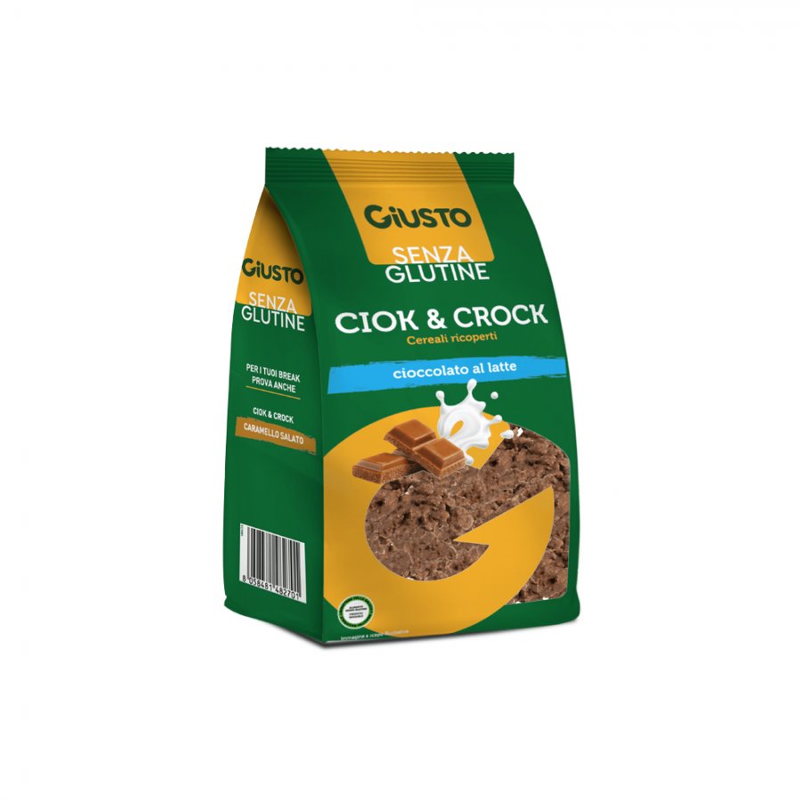 Giusto Fiocchi di Cereali Senza Glutine Ciok e Crock 125g - Fiocchi di Cereali con Cioccolato al Latte, Fonte di Fibre