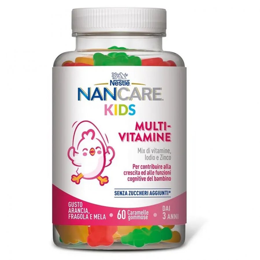 Nestlé Nancare Kids Multi-Vitamine 60 Caramelle - Integratore Alimentare per la Crescita e Funzioni Cognitive del Bambino