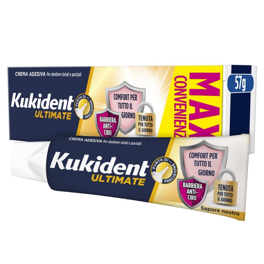 Kukident Ultimate Crema Adesiva Protesi Dentali Gusto Neutro Maxi, 57 g