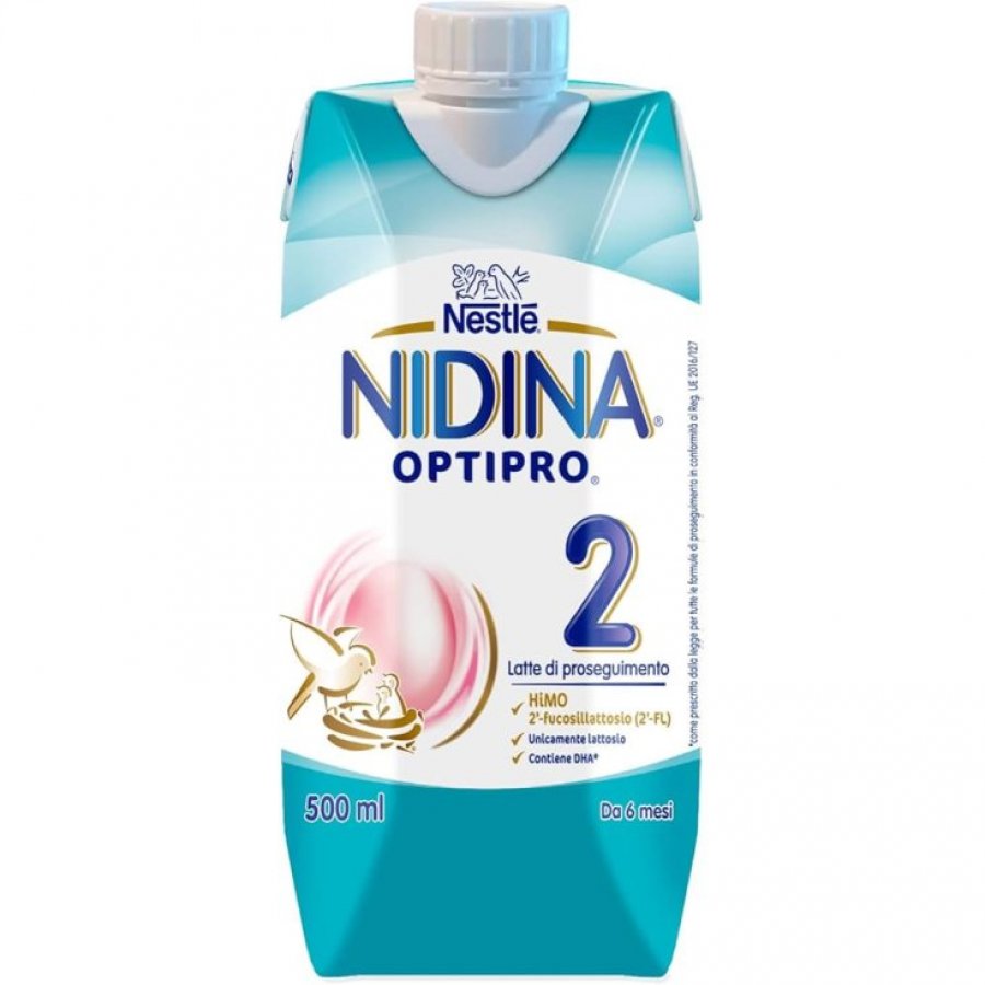 Nestlé Nidina Optipro 2 Liquido 500ml - Latte di Proseguimento Senza Olio di Palma per Lattanti da 6 Mesi