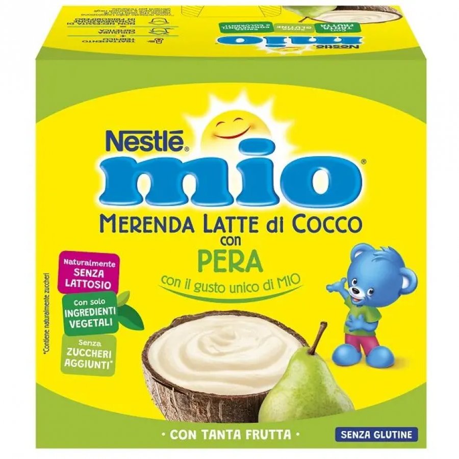 Nestlé Mio Merenda al Latte di Cocco con Pera 4x90g - Merenda Sana e Nutriente per Bambini dai 6 Mesi