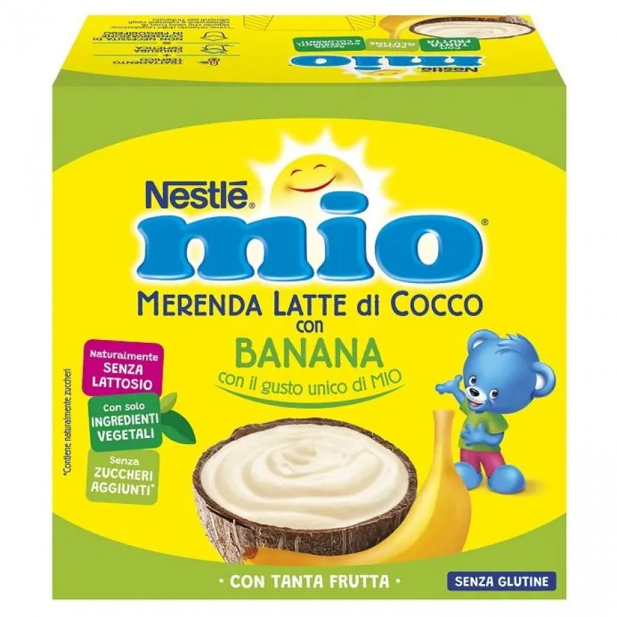 Nestlé Mio Merenda al Latte di Cocco con Banana 4x90g - Merenda Sana per Bambini dai 6 Mesi