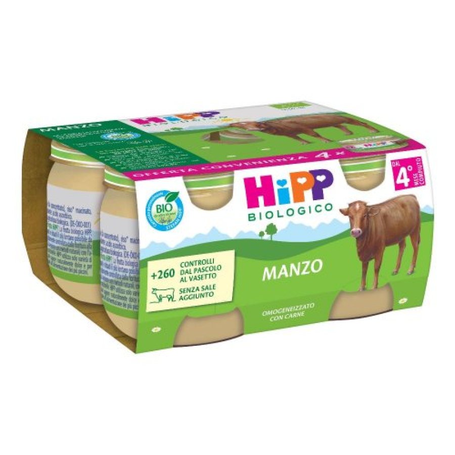 HiPP, Omogeneizzato Manzo, 4 x 80 g