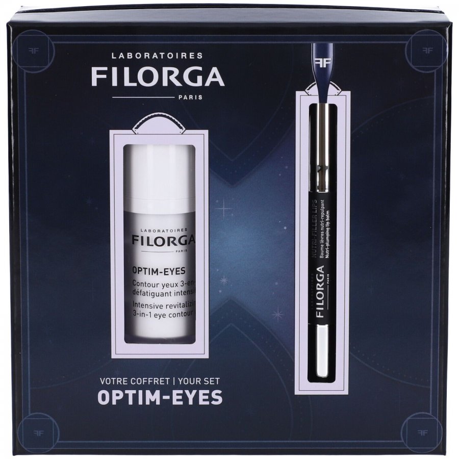 Filorga Xmas Coffret Optim Eyes 15ml + Balsamo Rimpolpante Labbra 4ml - Set Regalo Trattamento Occhi e Labbra