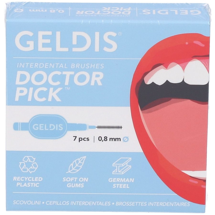 Geldis, Scovolino Interdentale Doctor Pick 0.8 mm (S), 7 pezzi