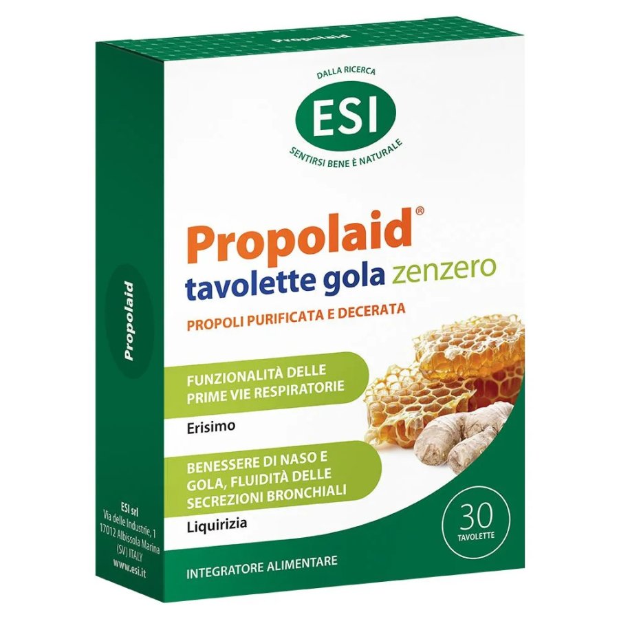 ESI Propolaid Tavolette Gola Zenzero, 30 Tavolette Masticabili ESI Propolaid Tavolette Gola Zenzero, 30 Tavolette Masticabili