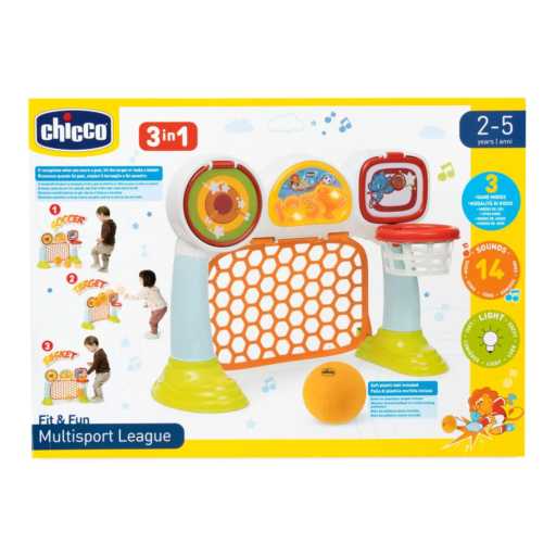 Gioco Multisport League, Chicco, Gioco Multisport per Bambini, 3 Modalità, Pannello Luminoso, Precisione e Coordinazione