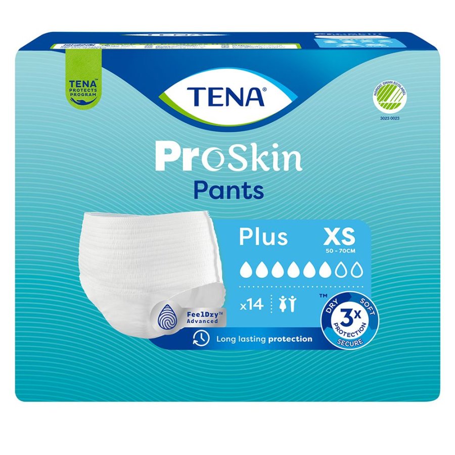 TENA Pants Plus XS Mutandine Assorbenti per Incontinenza, 14 Pezzi