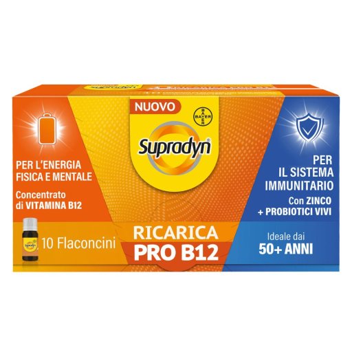 Supradyn Ricarica PRO B12 Integratore Adulti 50+ con Vitamina B12 e Zinco, 10 flaconcini