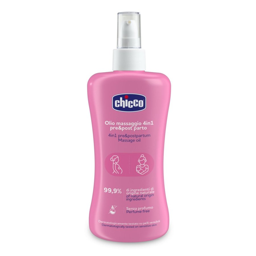 Chicco Olio per Massaggio Pre e Post Parto 4in1, 200 ml