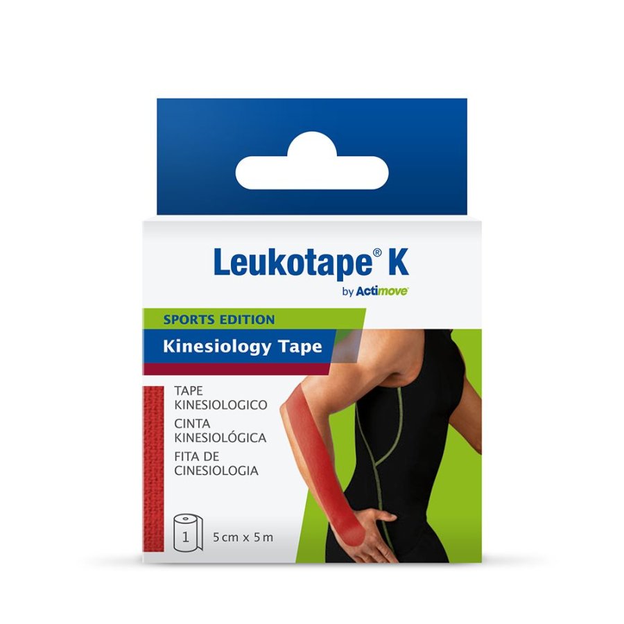 Actimove Sports Edition Leukotape K Tape Kinesiologico Rosso, 1 pezzo
