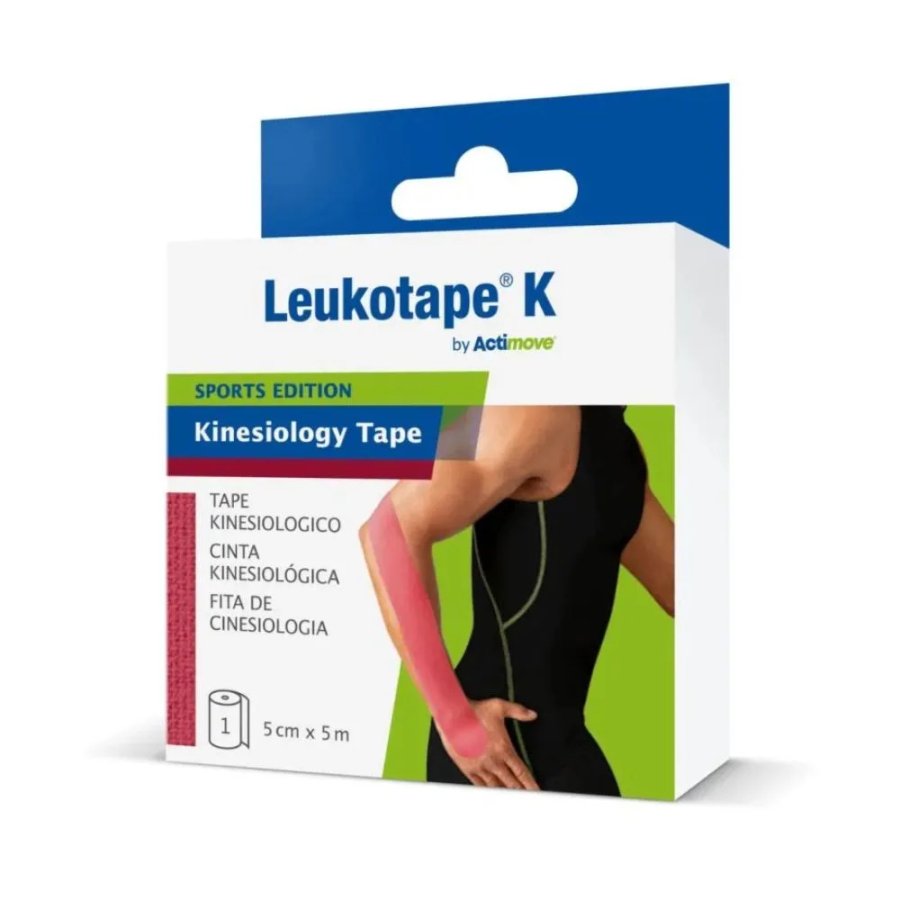 Actimove Leukotape K Tape Kinesiologico, 1 pezzo 5 cm x 5 m rosa