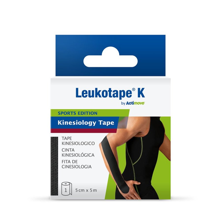 Actimove Sports Edition Leukotape K Tape Kinesiologico Nero, 1 pezzo
