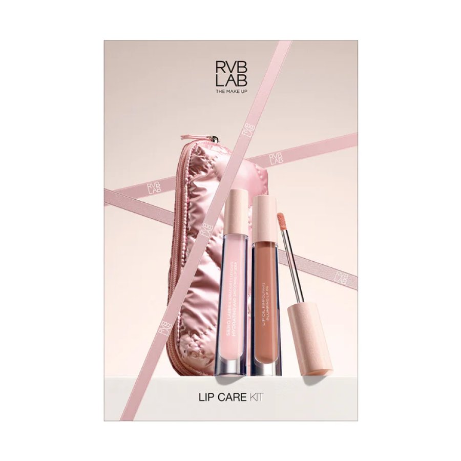 RVB Lab, Lip Care Kit, Siero Labbra Idratante Levigante 3,5 ml + Lip Oil Rimpolpante 3,5 ml + Pochette