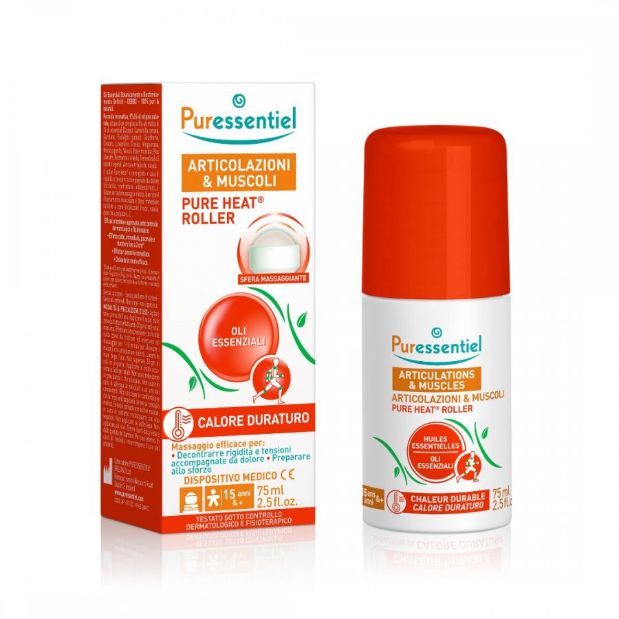 Puressentiel Pure Heat Roller 75ml, Roller Massaggiante con Calore Duraturo