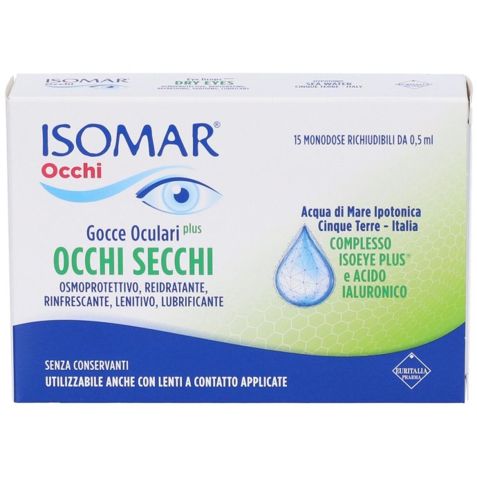 Isomar, Occhi Secchi Plus Gocce Oculari, 15 flaconcini