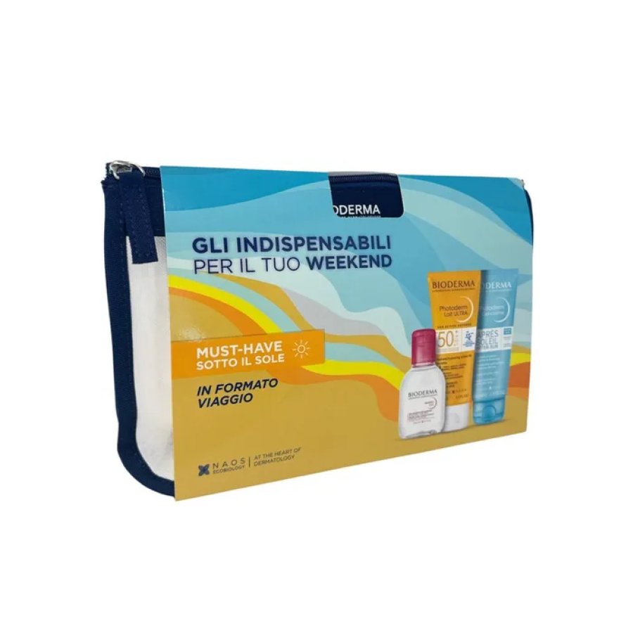 Bioderma Kit Gli Indispensabili per il Tuo Weekend – kit protezione solare e skincare pelli sensibili, 3 prodotti + pochette