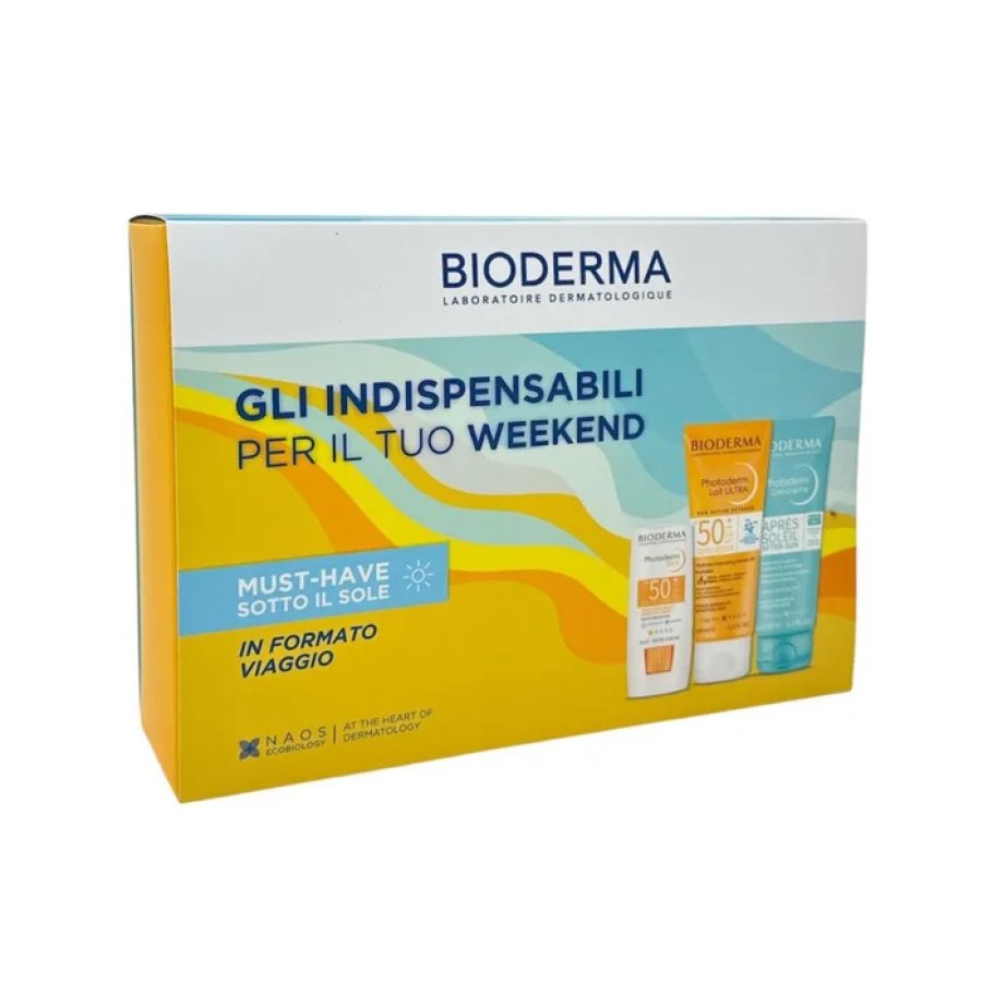 Bioderma Kit Gli Indispensabili per il Tuo Weekend – kit solare SPF50+ stick, latte solare e doposole, protezione alta