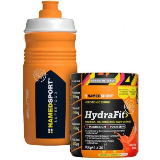 Named Sport HydraFit 400g + Sport Bottle – Integratore Sali Minerali Gusto Arancia Rossa