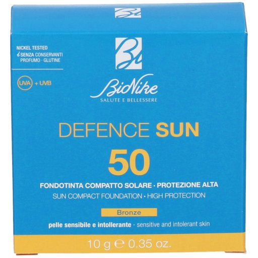 Bionike Defence Sun, Fondotinta Compatto Solare SPF50, 10 g