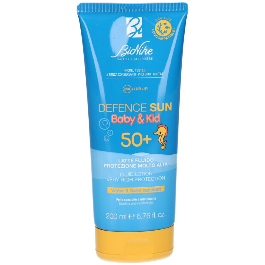 BioNike Defence Sun SPF50+ Baby&Kid, Latte Solare Fluido Bambini, 200ml