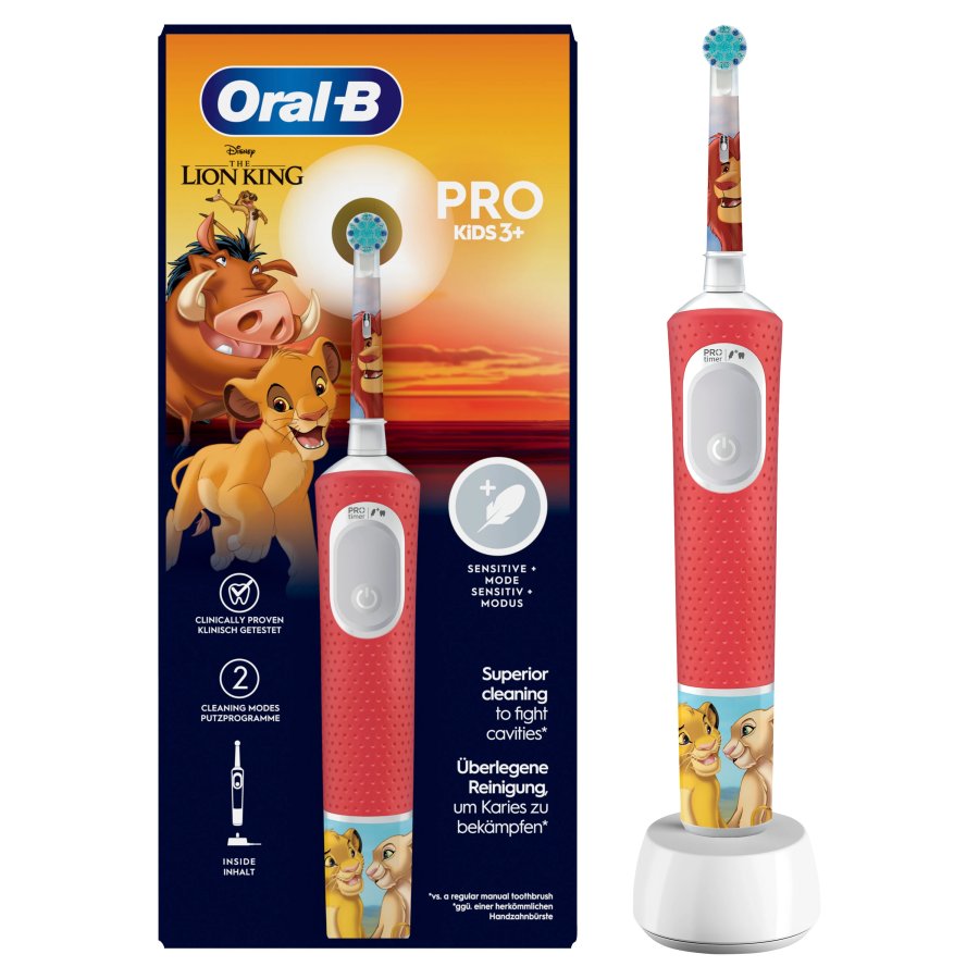 Oral-B Pro Kids Re Leone Spazzolino Elettrico Bambini 3+ Anni, 1 Testina di Ricambio + 4 Adesivi Oral-B Pro Kids Re Leone Spazzolino Elettrico Bambini 3+ Anni, 1 Testina di Ricambio + 4 Adesivi