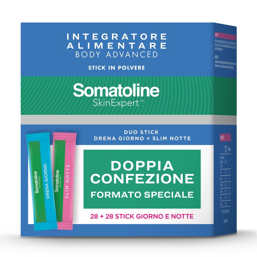 Somatoline Skin Expert Body Advance Integratore Drenante e Controllo del Peso, 2 x 28 stick