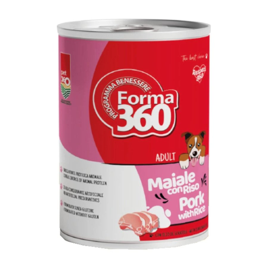 Pet360 Forma360 Cibo Umido Maiale e Riso Cani Adulti, 400 g