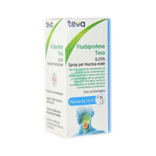 Flurbiprofene Teva - Spray 15 ml per Stati Irritativo-Infiammatori del Cavo Orofaringeo