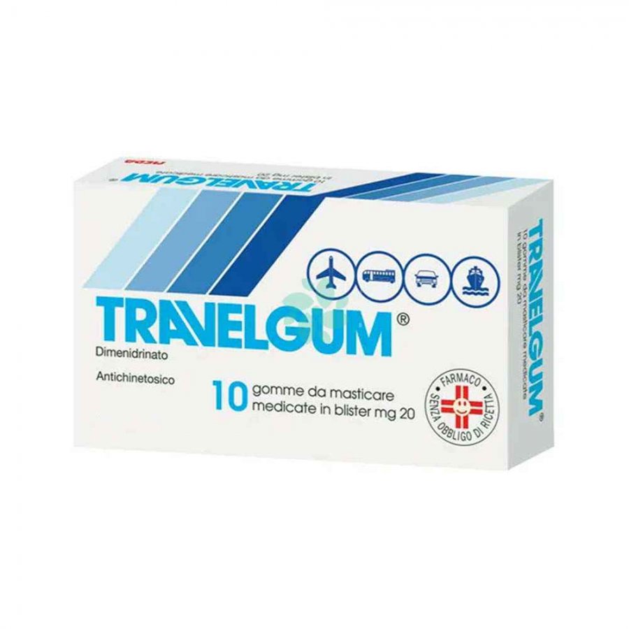 Travelgum 10 Gomme Masticabili 20g - Antiemetico per Nausea e Vomito