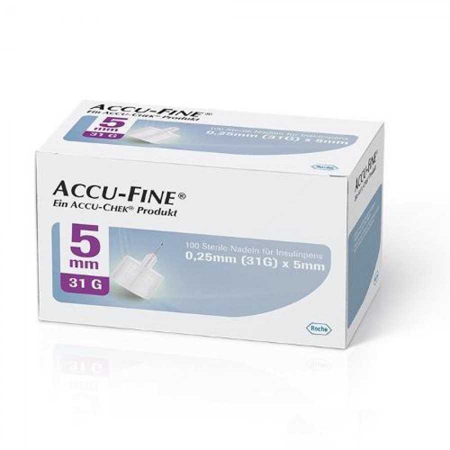 Accu-Fine Ago Penna Insulina Gauge 31 5mm - Confezione da 100