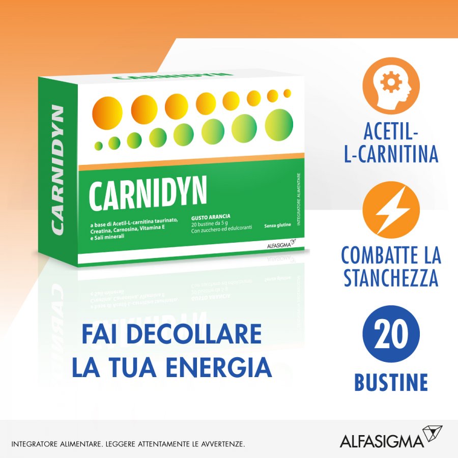 Carnidyn - Integratore di Carnitina - 20 Bustine da 5g: Sostegno Energetico Naturale