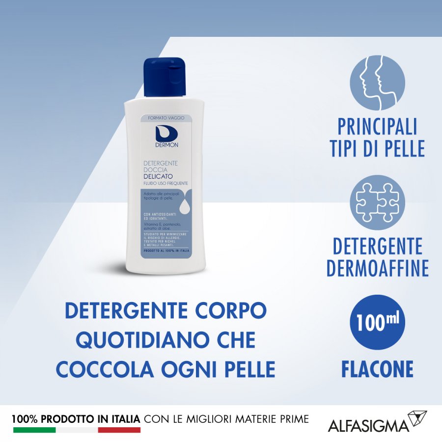 Dermon - Detergente Doccia Delicato Uso Frequente 100ml - Igiene e Freschezza quotidiani