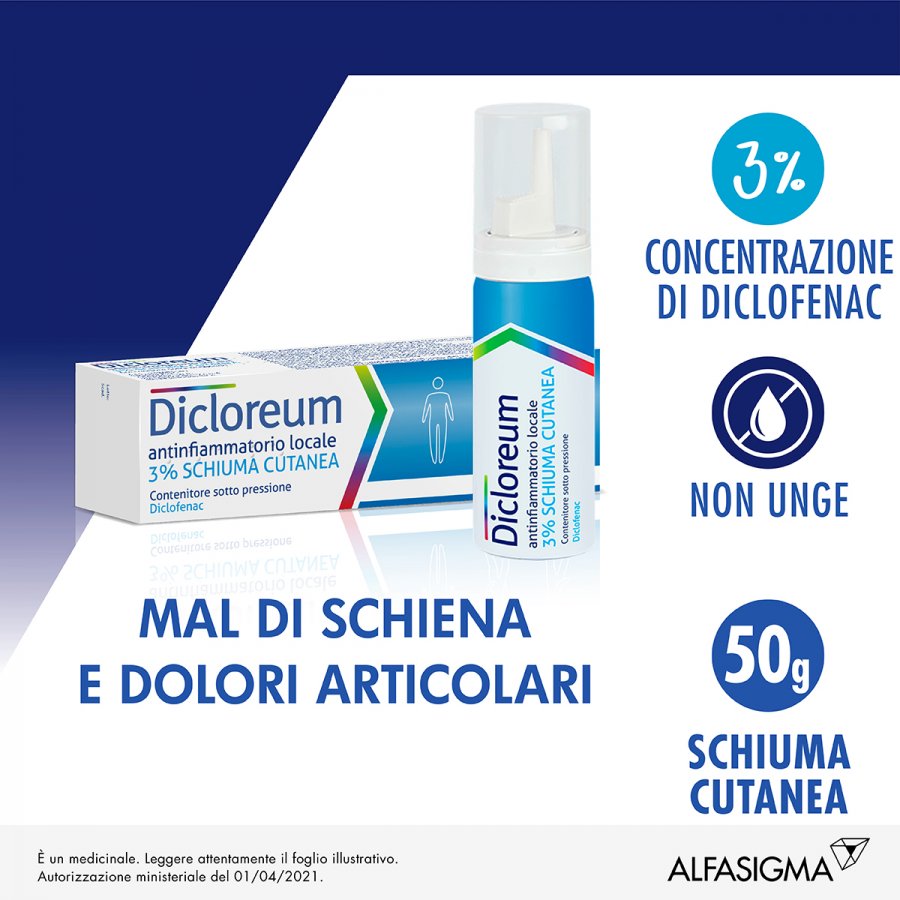 Dicloreum 3% - Antinfiammatorio Locale Schiuma 50g