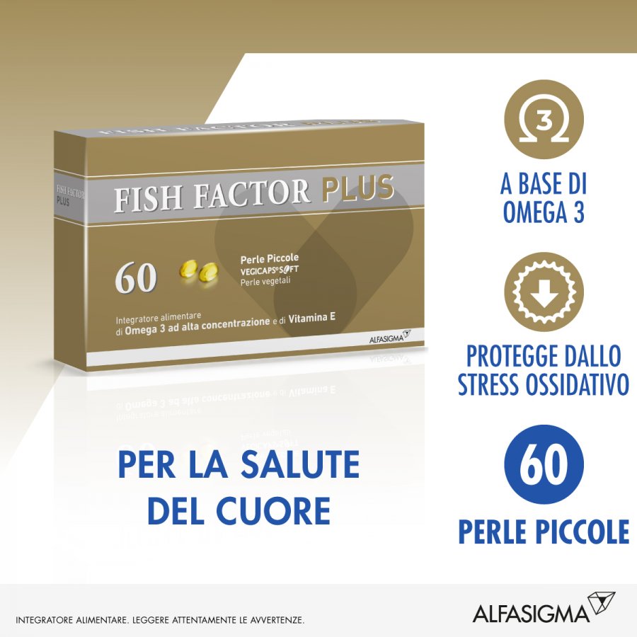 Fish Factor Plus - Integratore Omega-3 60 Perle - Potenzia la Tua Salute con Omega-3