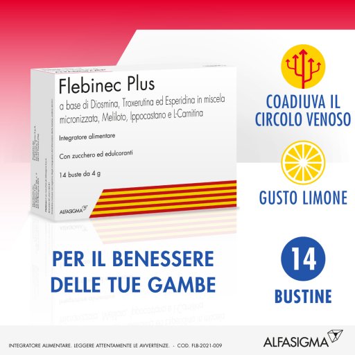 Flebinec Plus - 14 Buste da 4g - Integratore per la Salute Vascolare