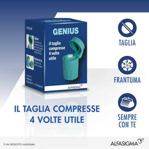Genius - Taglia Compresse 4 Volte Utile, 1 Pezzo - Strumento Pratico per Tagliare Compresse