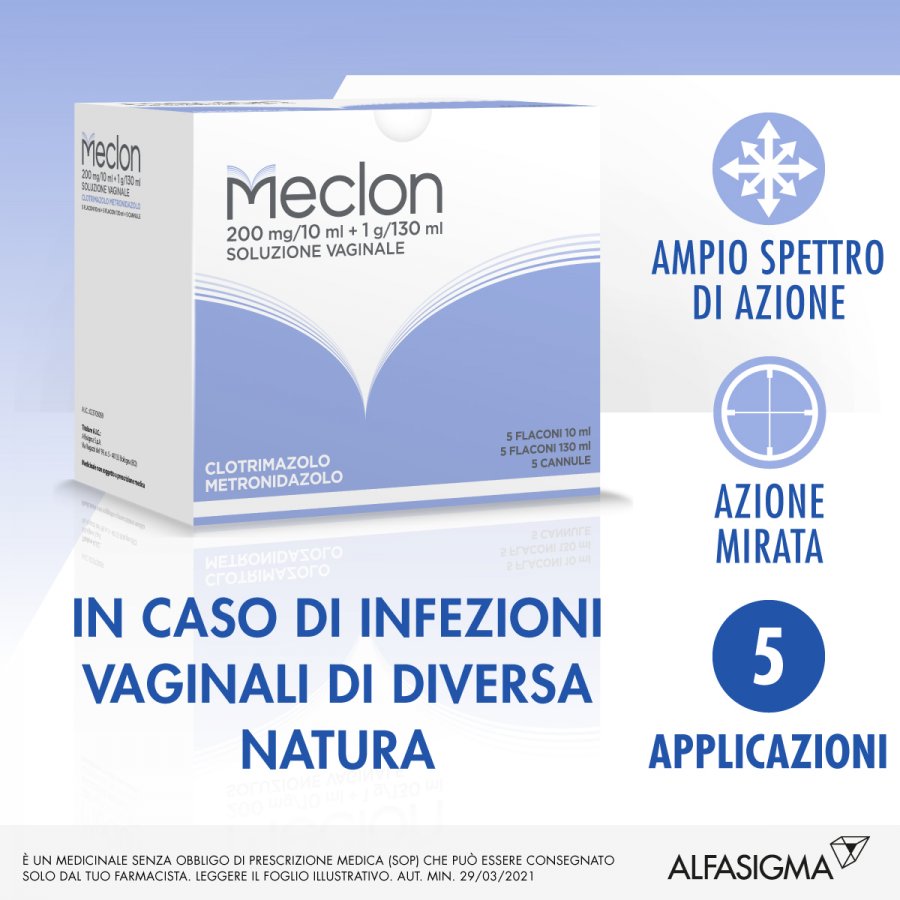 Meclon - Soluzione Vaginale 5 Flaconi da 130ml - Trattamento e Igiene Intima