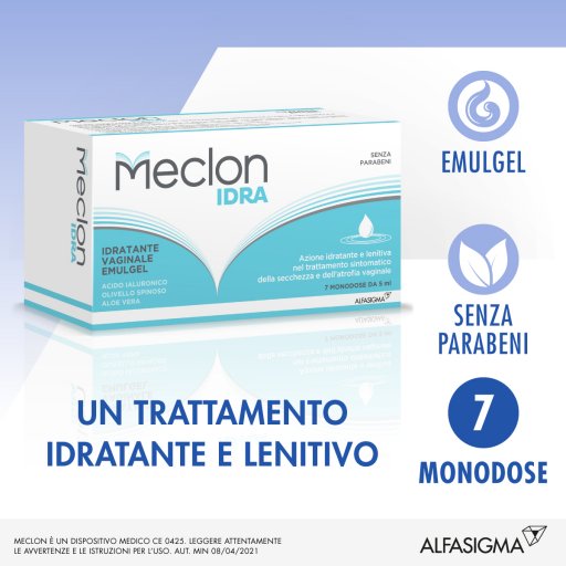 Meclon - Idra Emulgel Idratante Vaginale 7 Flaconcini Monodose da 5ml - Idratazione Intima