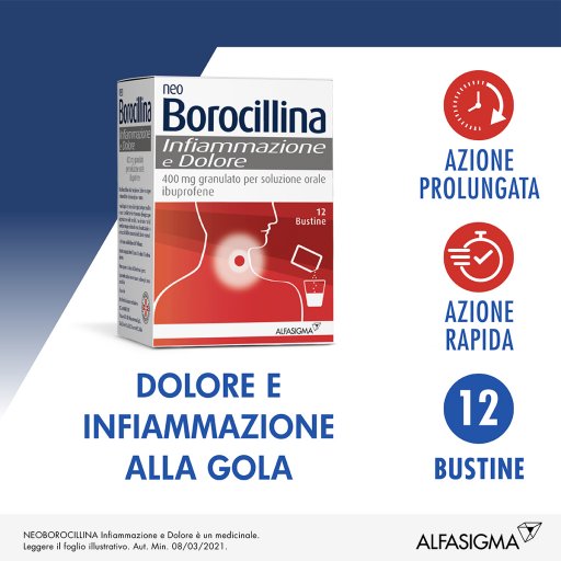 Neoborocillina - Infiammazione e Dolore 12 Bustine - Rimedio Naturale per Sollievo Istantaneo