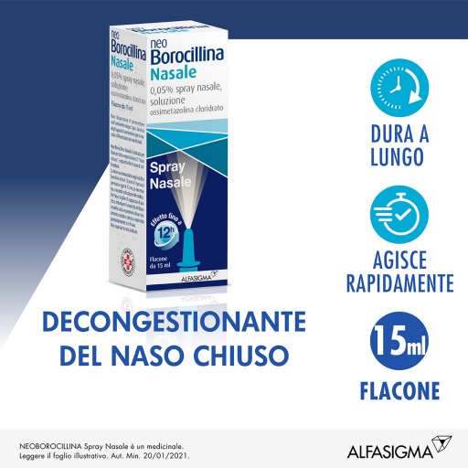 Neoborocillina - Nasale Spray 15ml - Sollievo Istantaneo per il Naso Congestionato
