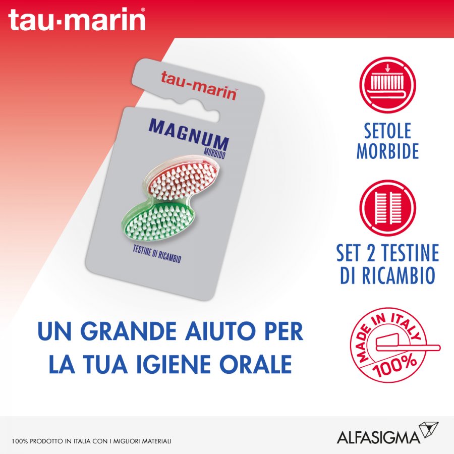 Taumarin - Testine Ricambio Spazzolino Magnum 2 Pezzi