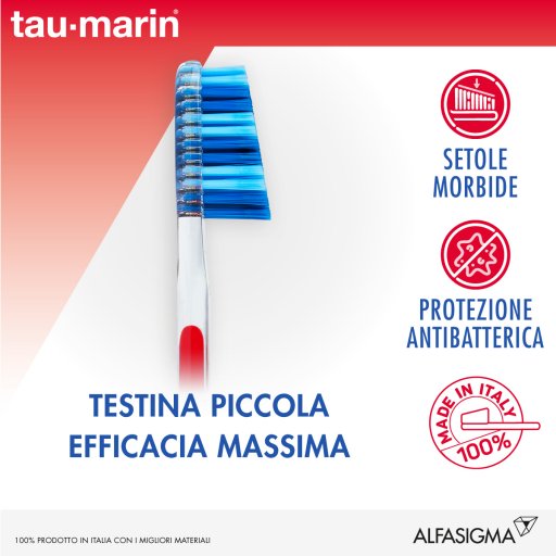 Tau Marin - Spazzolino Professional Morbido 27 Con Antibatterico 1 Pezzo - Pulizia Dentale Efficace per una Bocca Sana