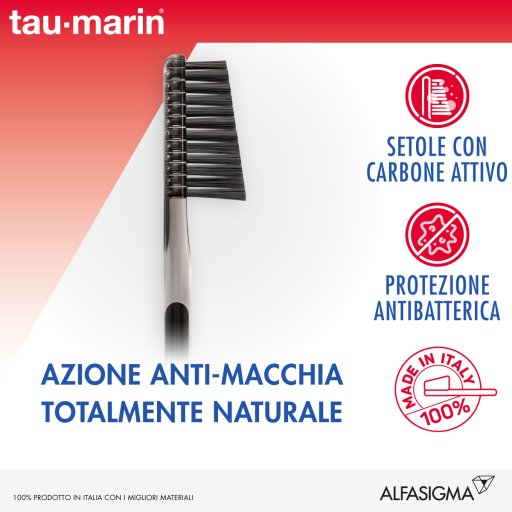 Tau Marin - Spazzolino Professional Black Con Antibatterico 1 Pezzo - Pulizia Dentale Avanzata per un Sorriso in Salute