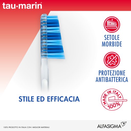 Tau Marin - Spazzolino Scalare 33 Morbido Con Antibatterico 1 Pezzo - Pulizia Dentale Protettiva per una Bocca Sana