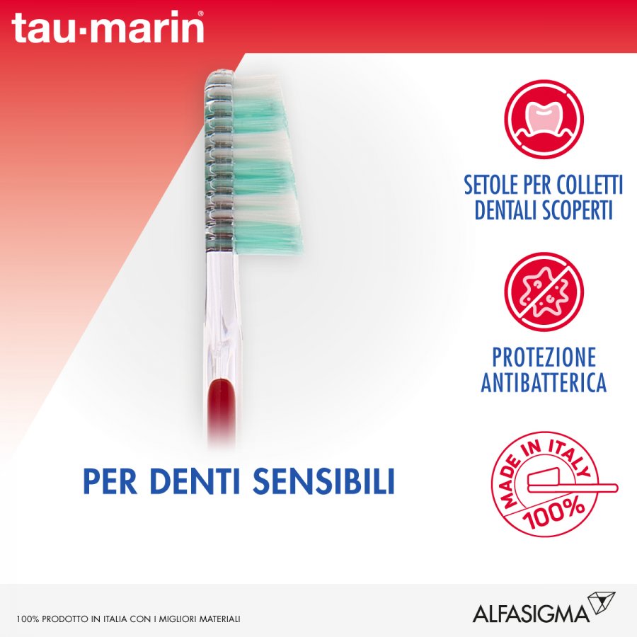 Tau Marin - Spazzolino Sensitive Gengive Antibatterico 1 Pezzo